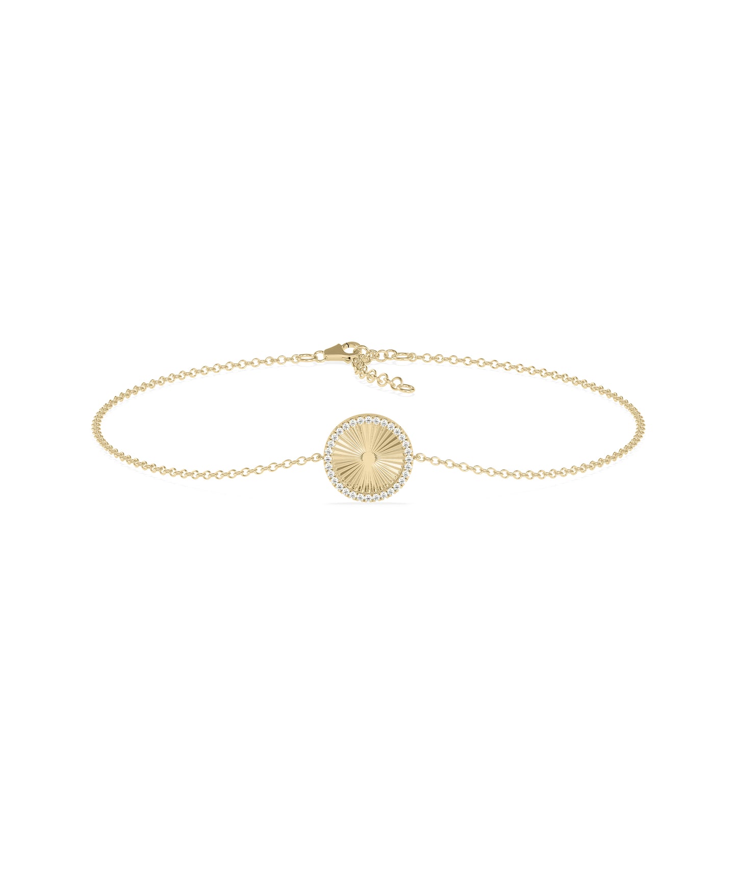 Diamond Outline Coin Bracelet- gold bracelet