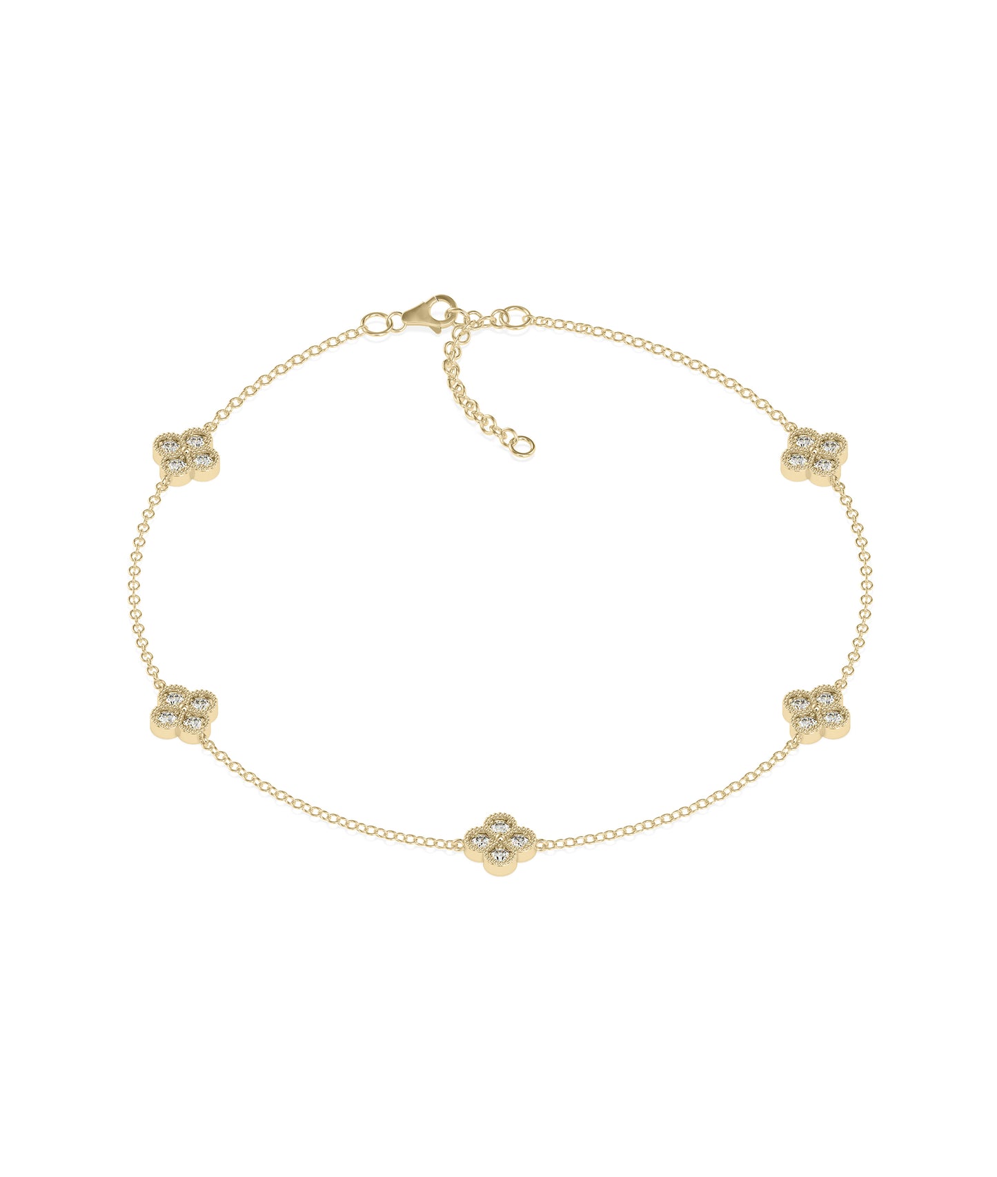 Diamond Clover Cable Chain Bracelet | Elegant Diamond Bangle