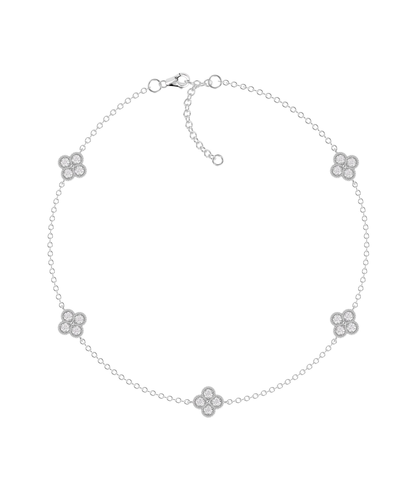 Diamond Clover Cable Chain Bracelet