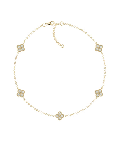 Diamond Clover Cable Chain Bracelet | Elegant Diamond Bangle