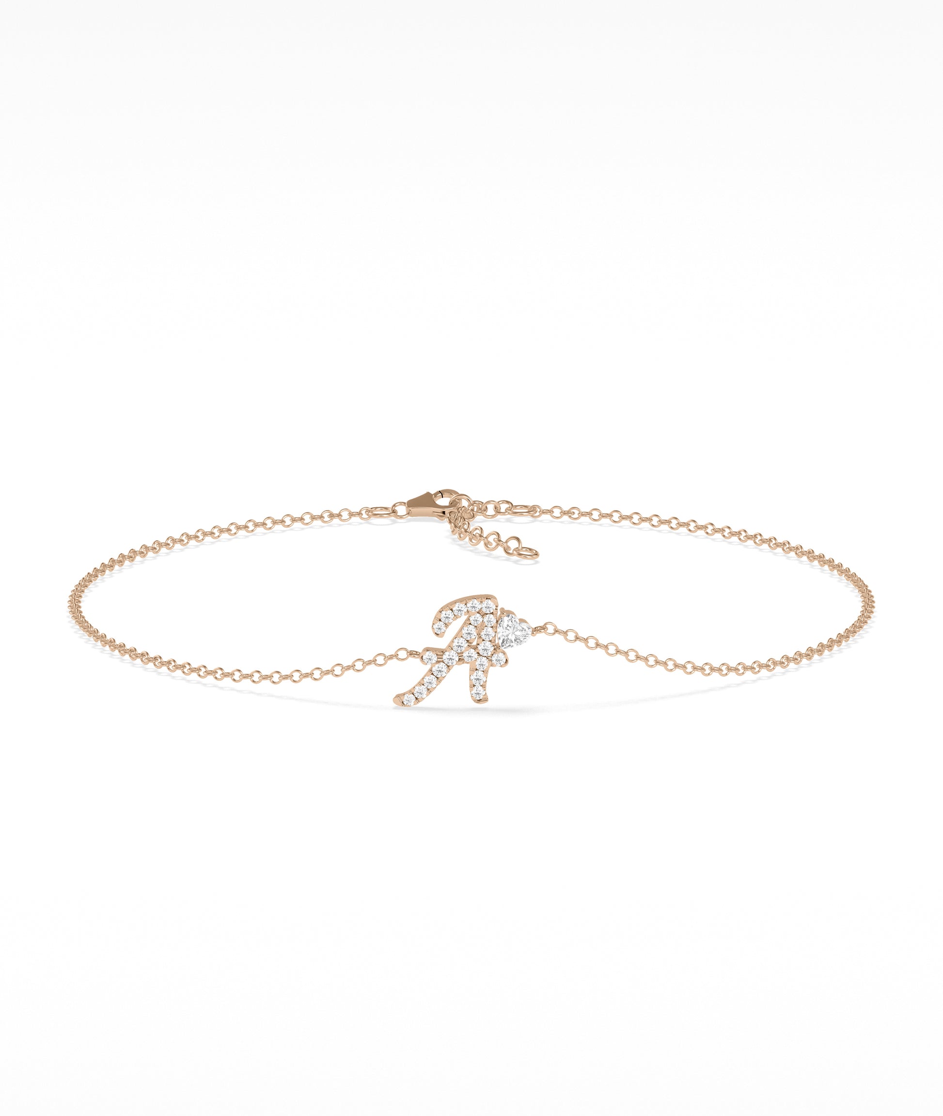 Diamond Initial with Solitaire Bracelet - GOLD bracelet