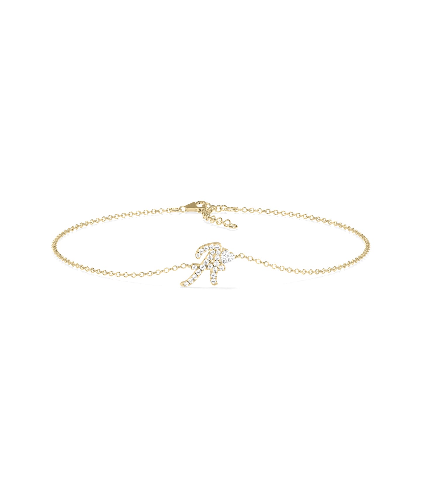 Diamond Initial with Solitaire Bracelet - GOLD bracelet