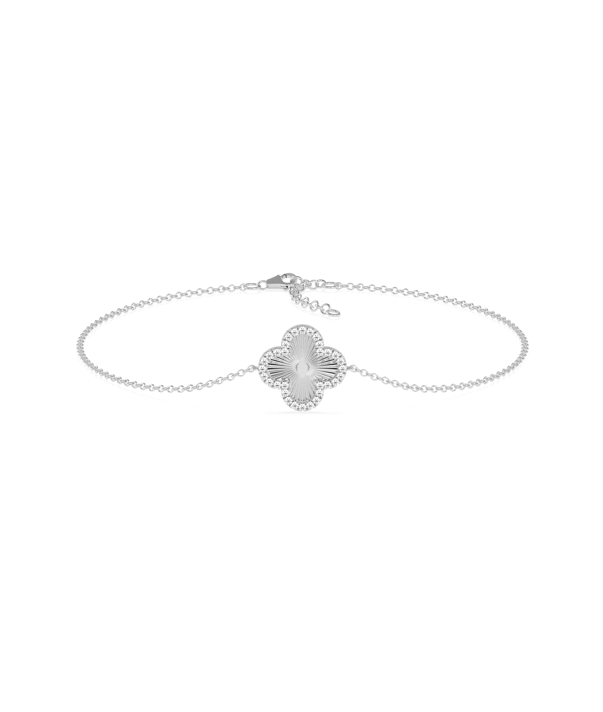 Diamond Outline Clover Bracelet- diamond bracelet