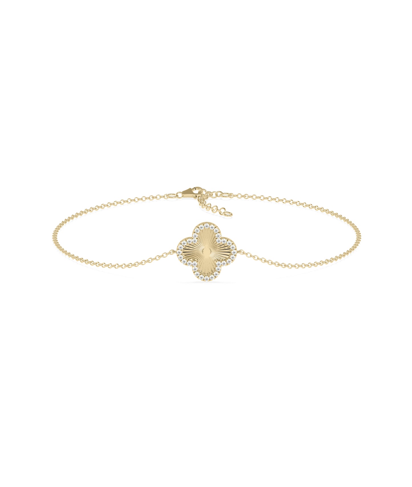 Diamond Outline Clover Bracelet- diamond bracelet