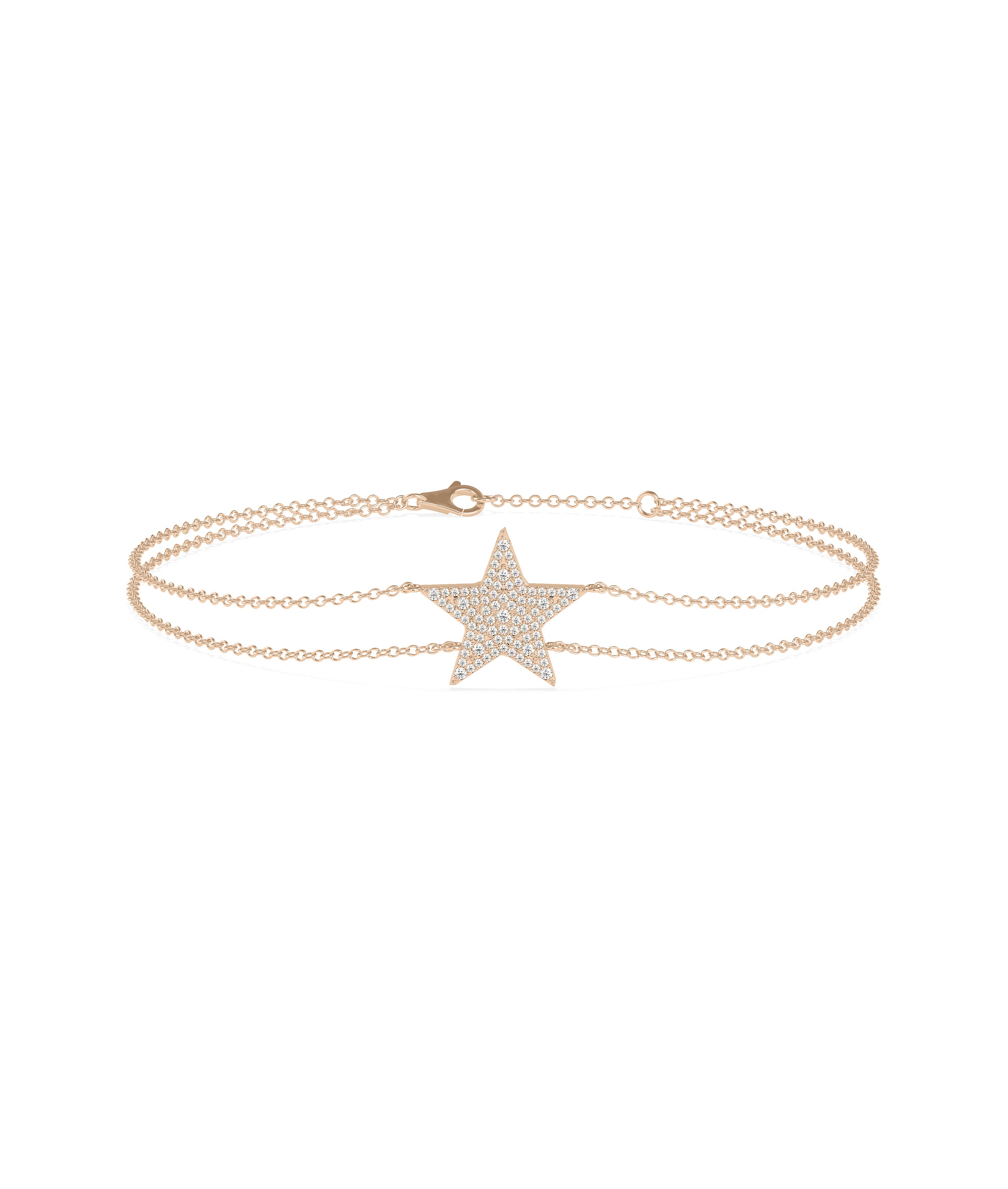 Diamond Pave Star 2 Row Cable Chain Bracelet | Diamond Bracelet