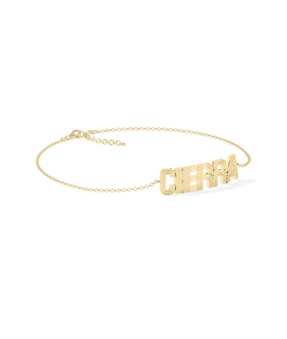 Grooved Initials Gold Bracelet | Diamond Bangle Bracelet