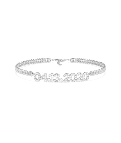 Custom Diamond Pave Date Curb Link Bracelet - Elegant Diamond Bangle Bracelet