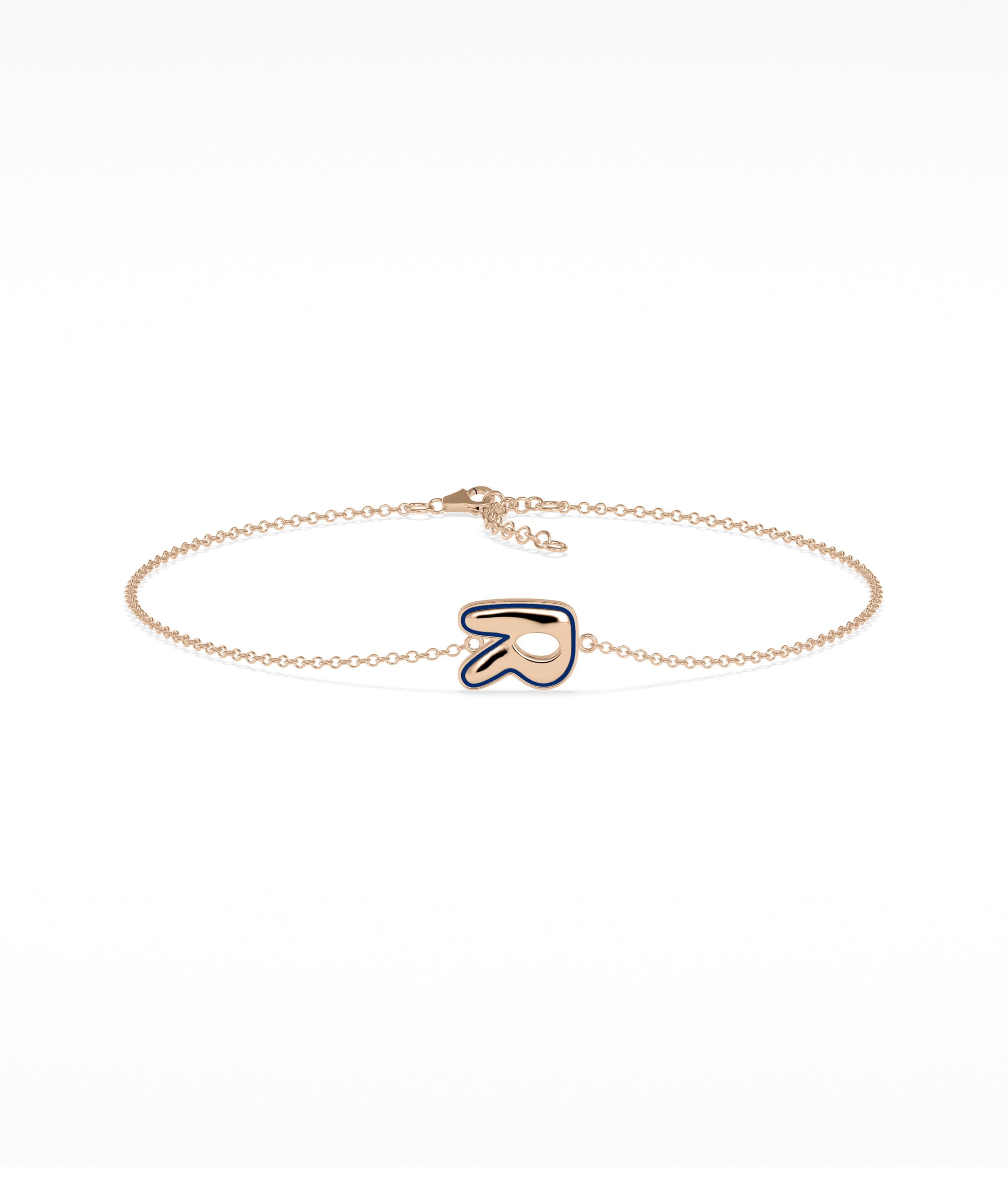 Enamel Outline Initial Bracelet | Diamond Bangle Bracelet