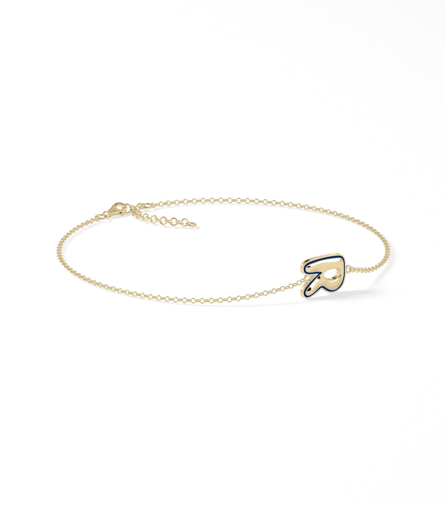 Enamel Outline Initial Bracelet | Diamond Bangle Bracelet