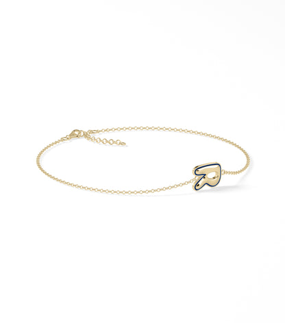 Enamel Outline Initial Bracelet | Diamond Bangle Bracelet