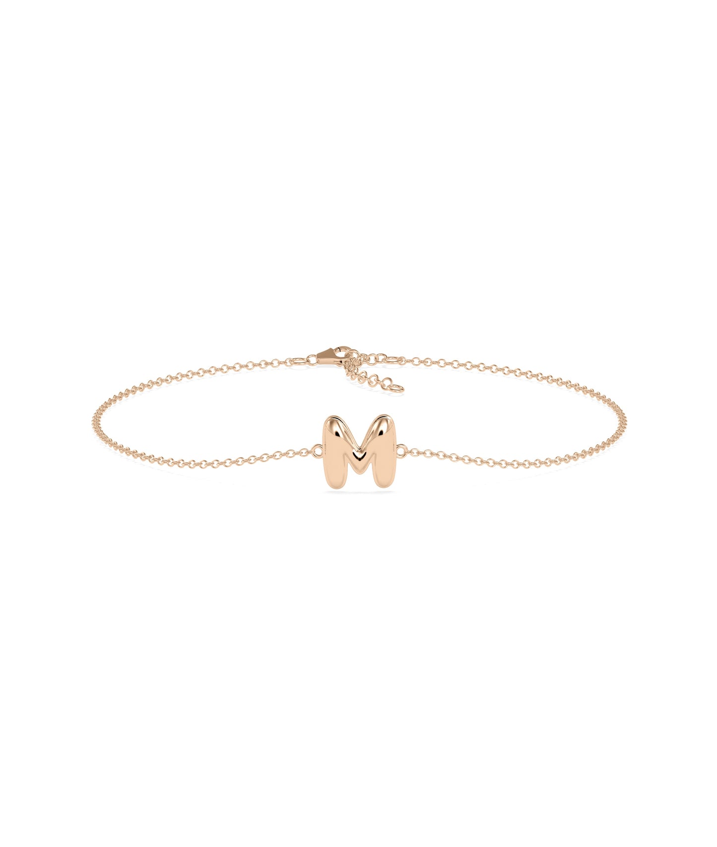 Bubble Initial Cable Chain Bracelet - Stylish Diamond Bangle Bracelet