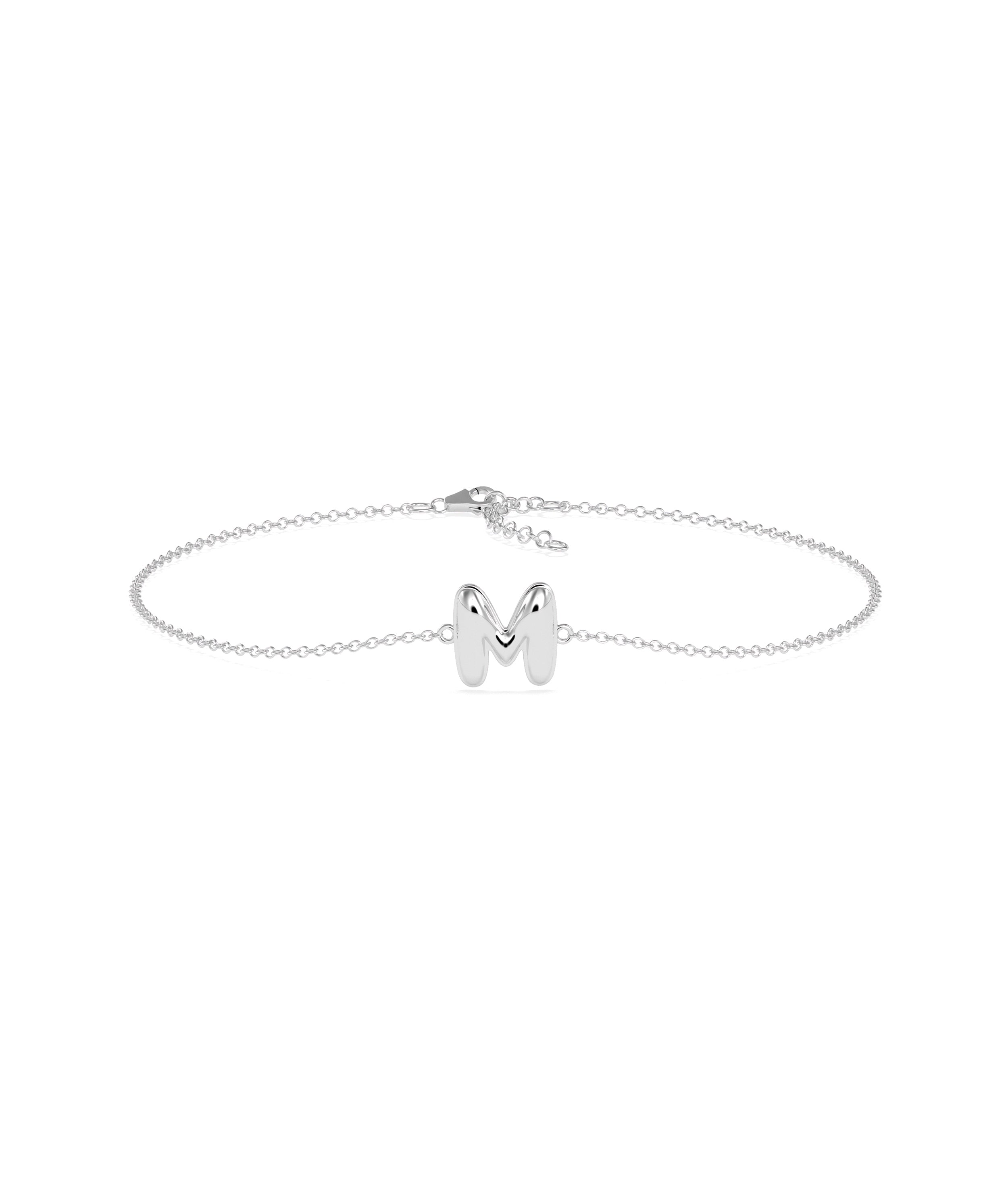 Bubble Initial Cable Chain Bracelet - Stylish Diamond Bangle Bracelet