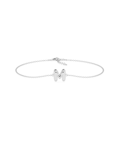 Bubble Initial Cable Chain Bracelet - Stylish Diamond Bangle Bracelet