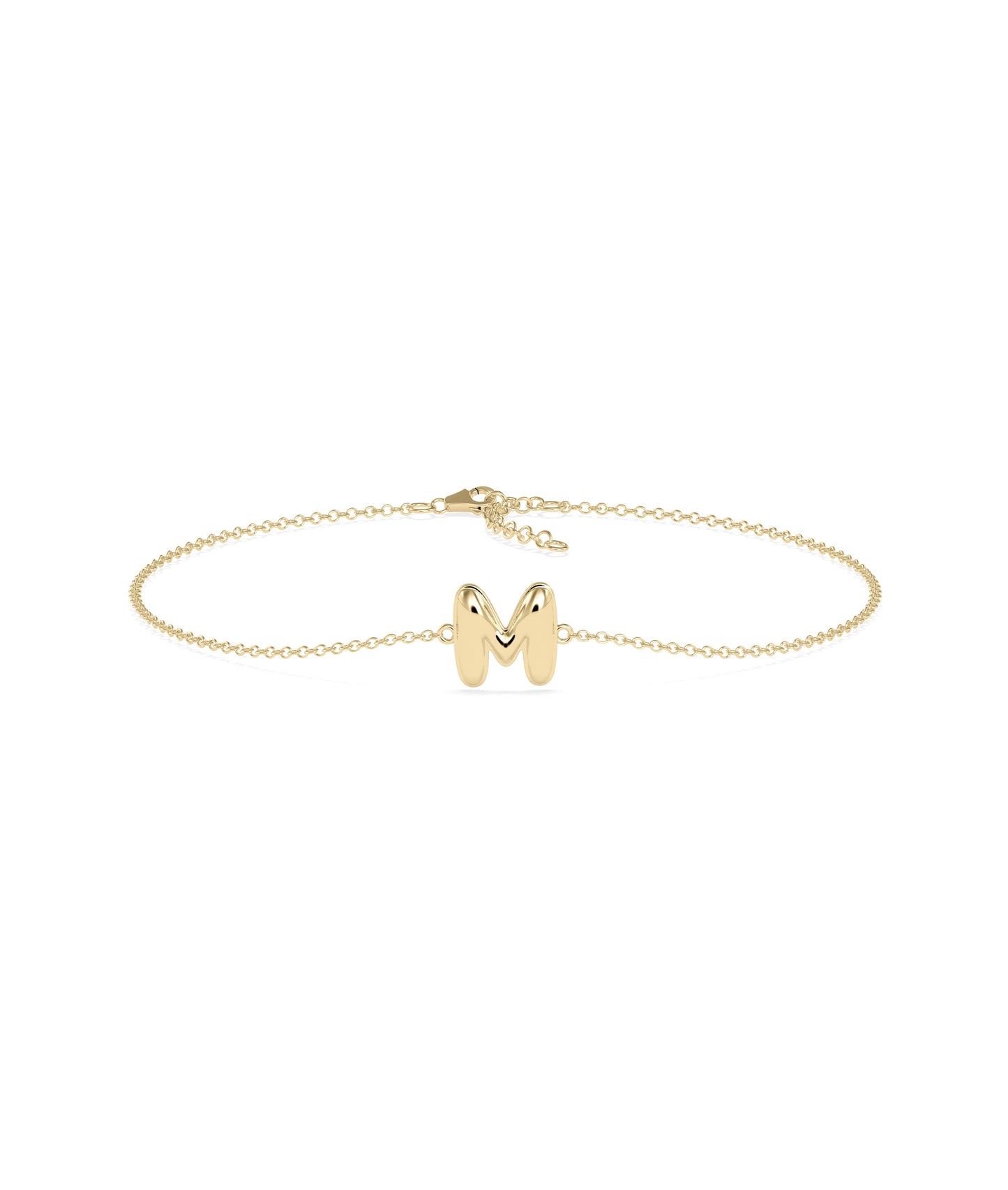 Bubble Initial Cable Chain Bracelet - Stylish Diamond Bangle Bracelet