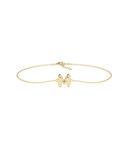 Bubble Initial Cable Chain Bracelet - Stylish Diamond Bangle Bracelet