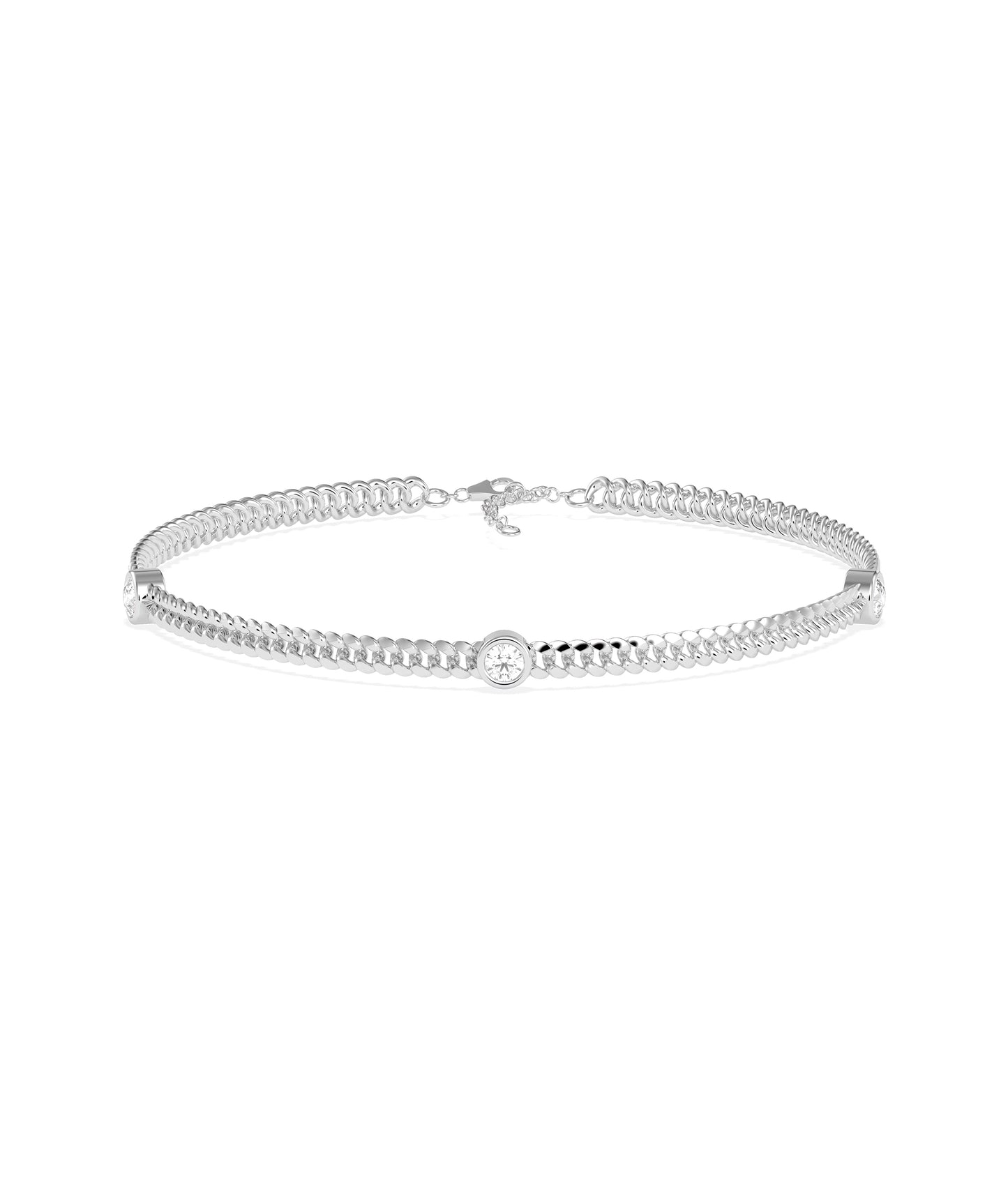 Curb Link Diamond Station Bracelet- everyday jewelry