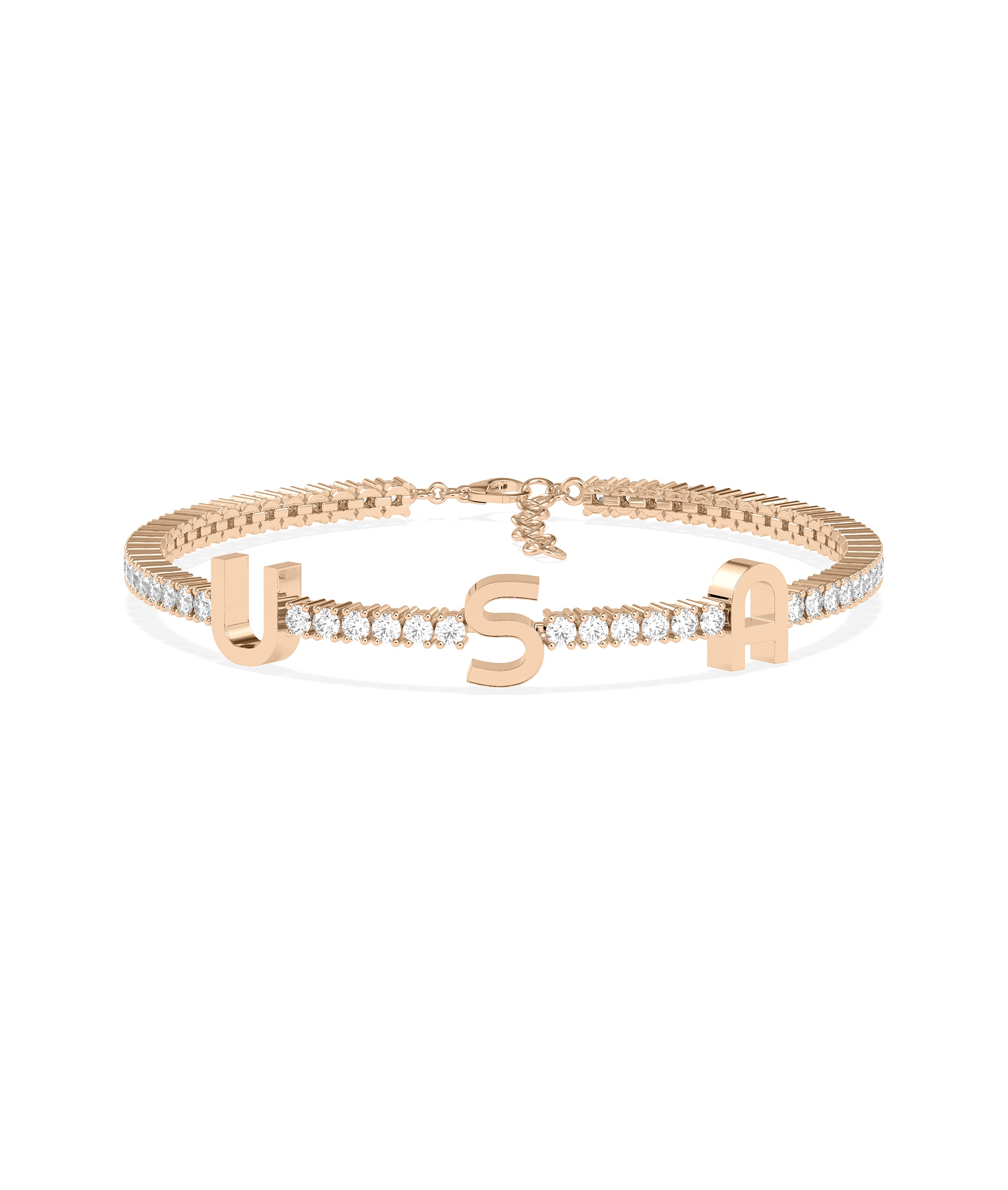 Diamond Tennis Bracelet with Gold Initials