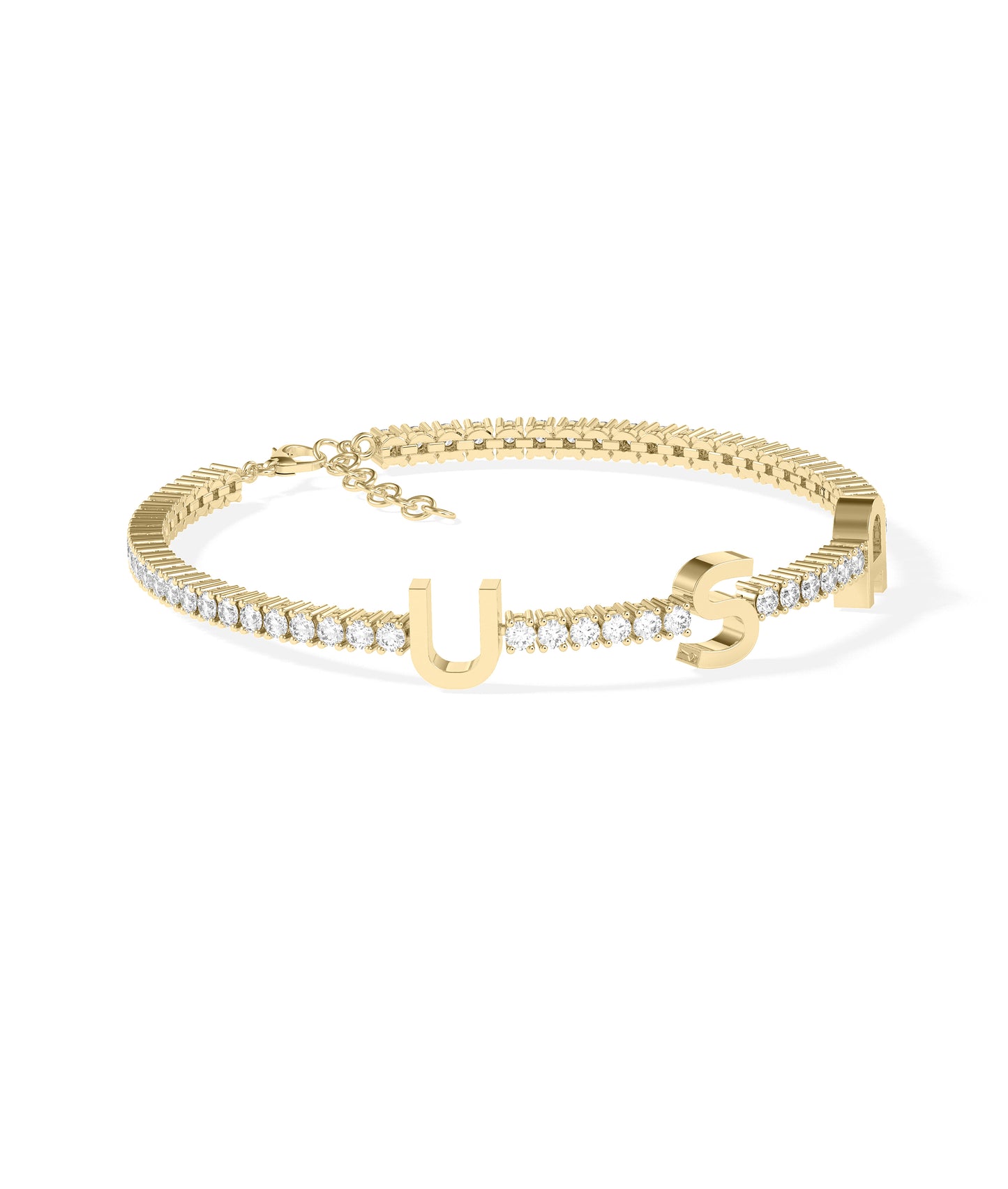 Diamond Tennis Bracelet with Gold Initials - Perfect Everyday Jewelry