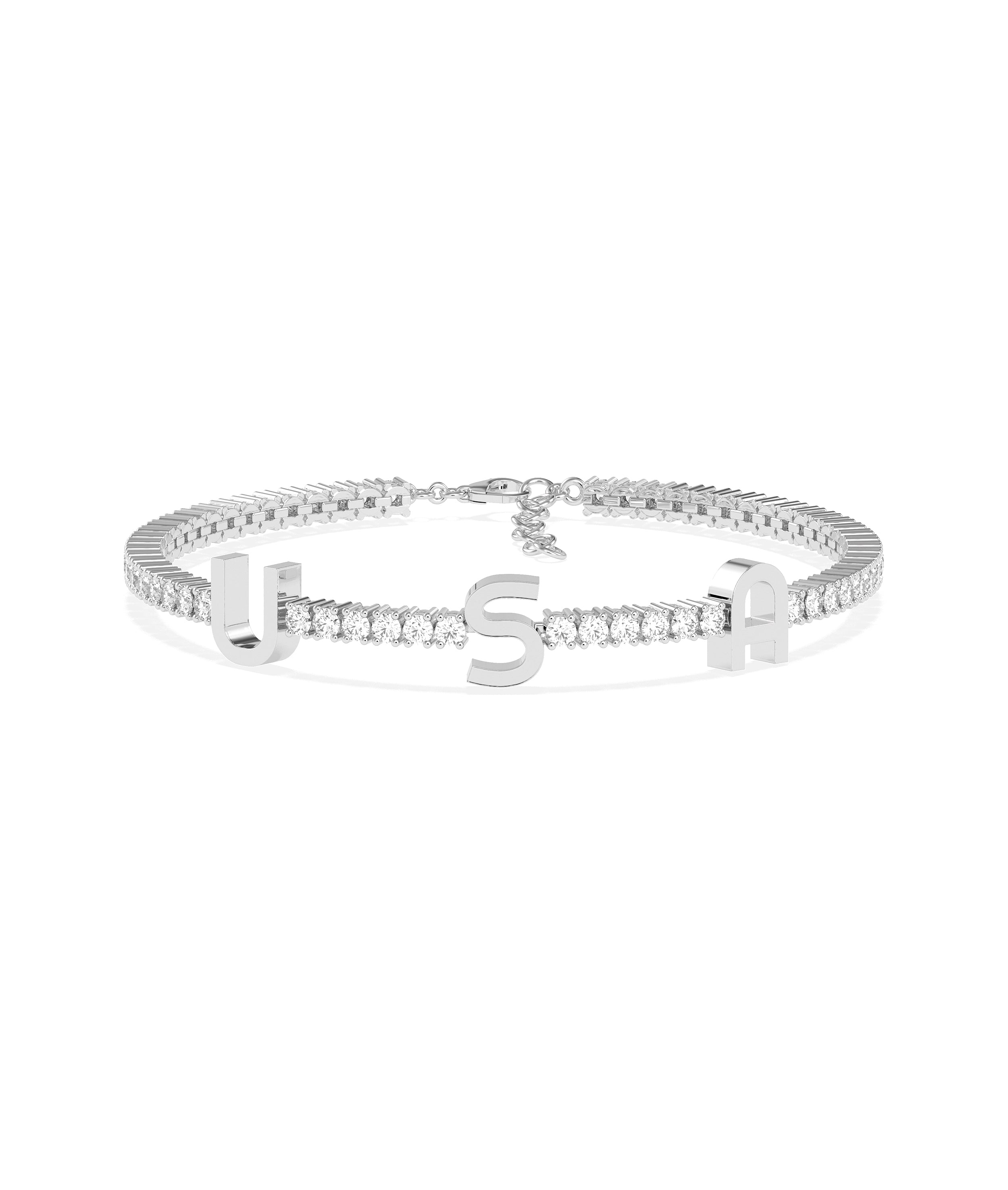 Diamond Tennis Bracelet with Gold Initials - Perfect Everyday Jewelry