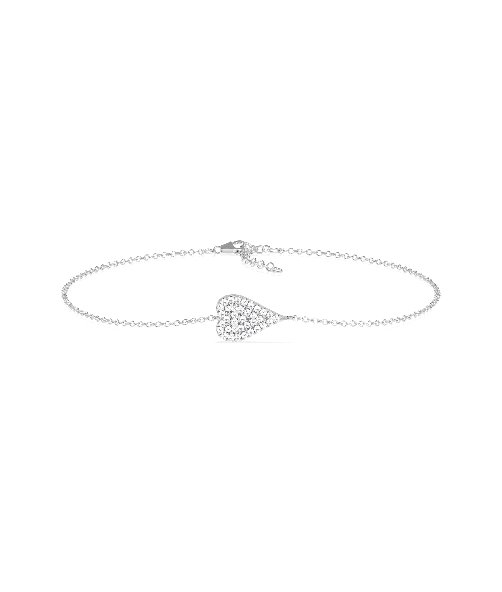 Diamond Pave Heart Bracelet- Diamond bracelet