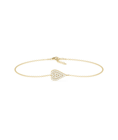 Diamond Pave Heart Bracelet- Diamond bracelet