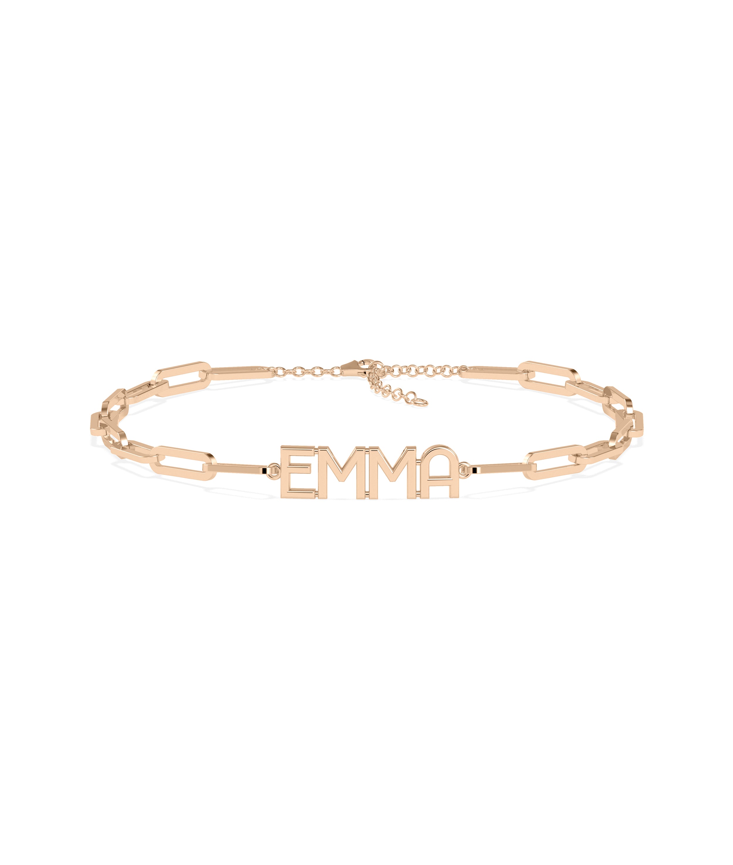 Custom Initial Paper Clip Bracelet - Personalized Diamond Bangle Bracelet