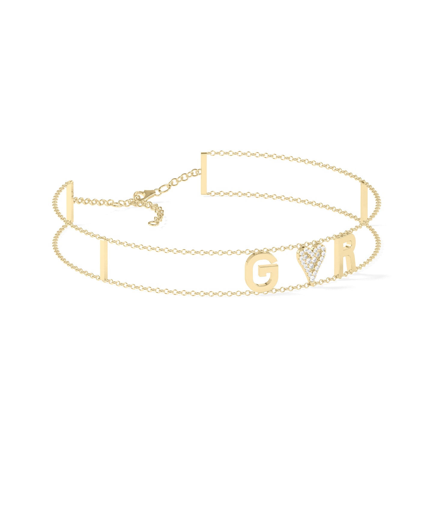 Diamond Initial Double Row Bracelet- gold bracelet