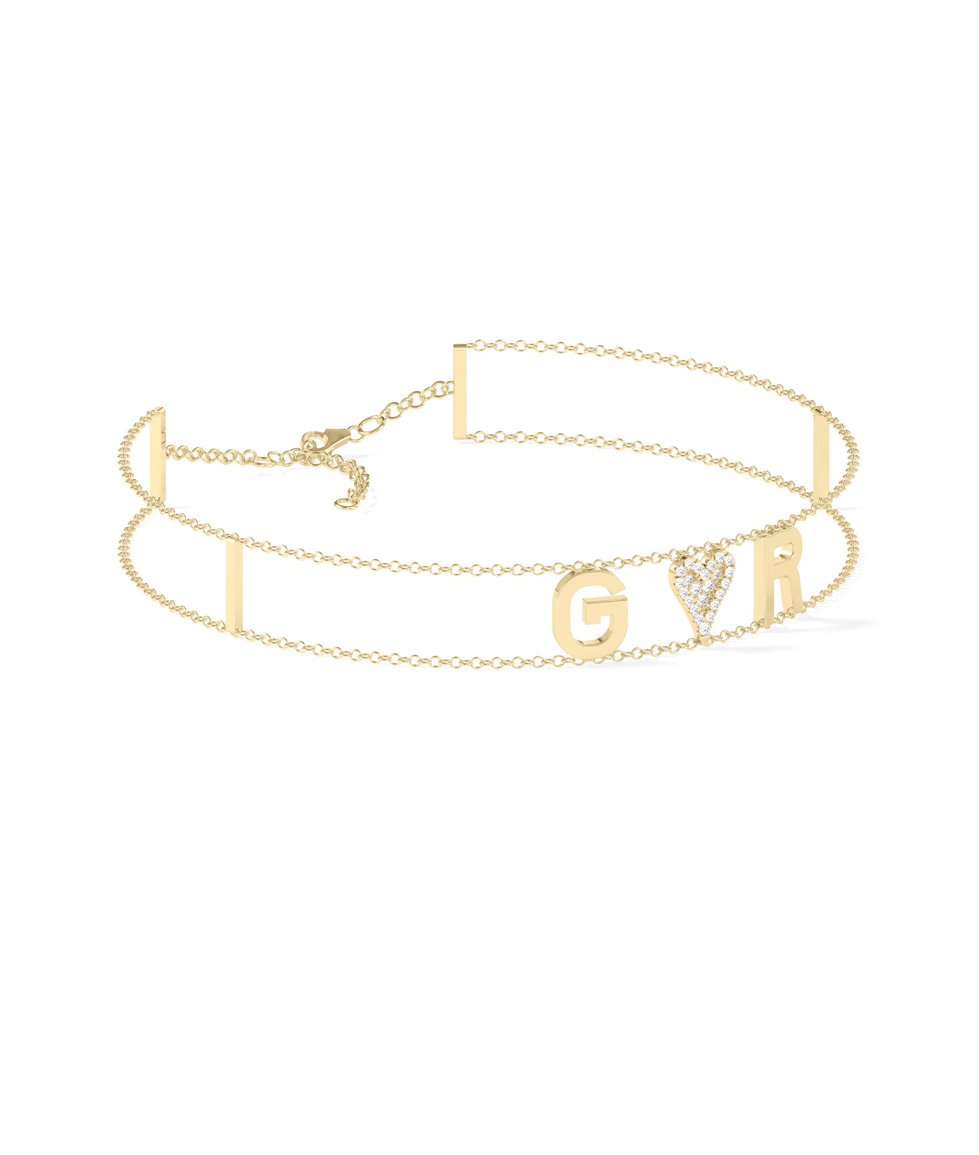 Diamond Initial Double Row Bracelet- gold bracelet