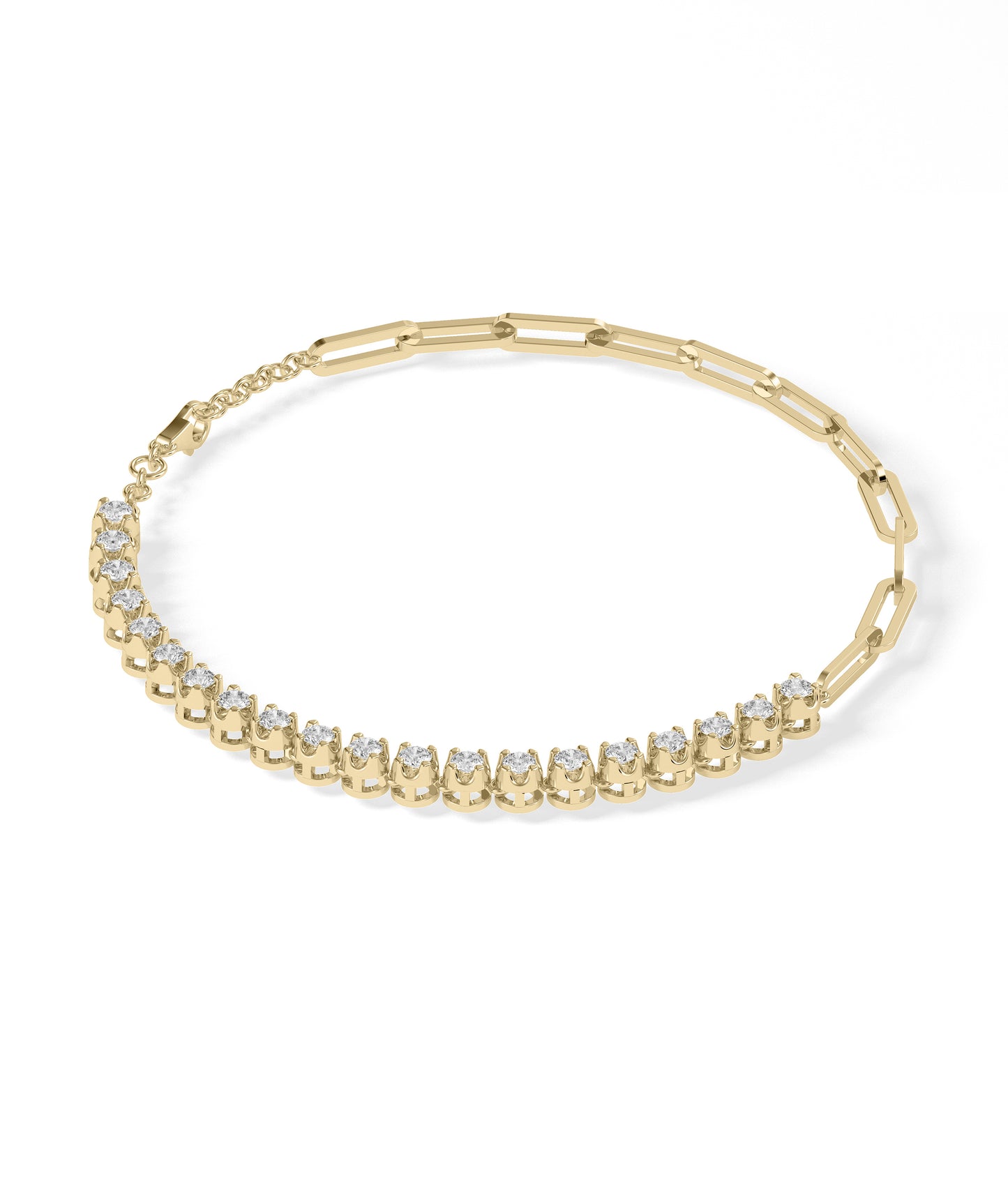 Diamond Tennis and Paper Clip Bracelet | Diamond Bracelet 