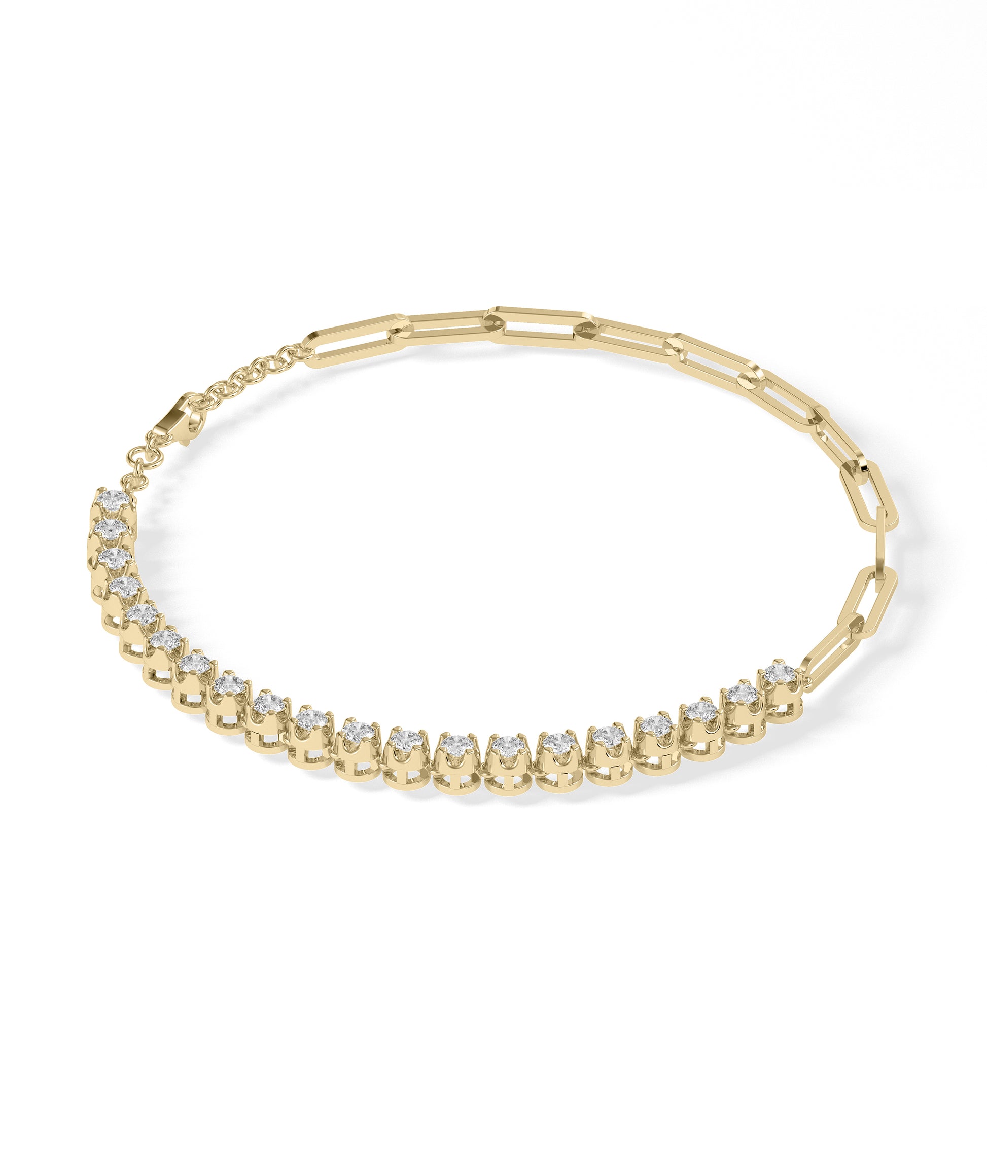 Diamond Tennis and Paper Clip Bracelet | Diamond Bracelet 