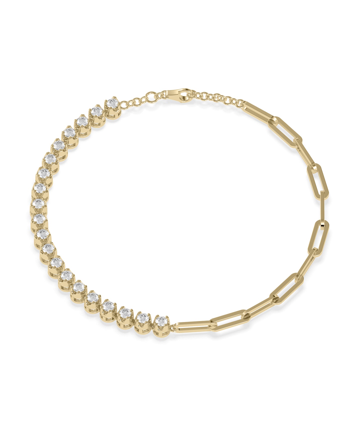 Diamond Tennis and Paper Clip Bracelet | Diamond Bracelet 