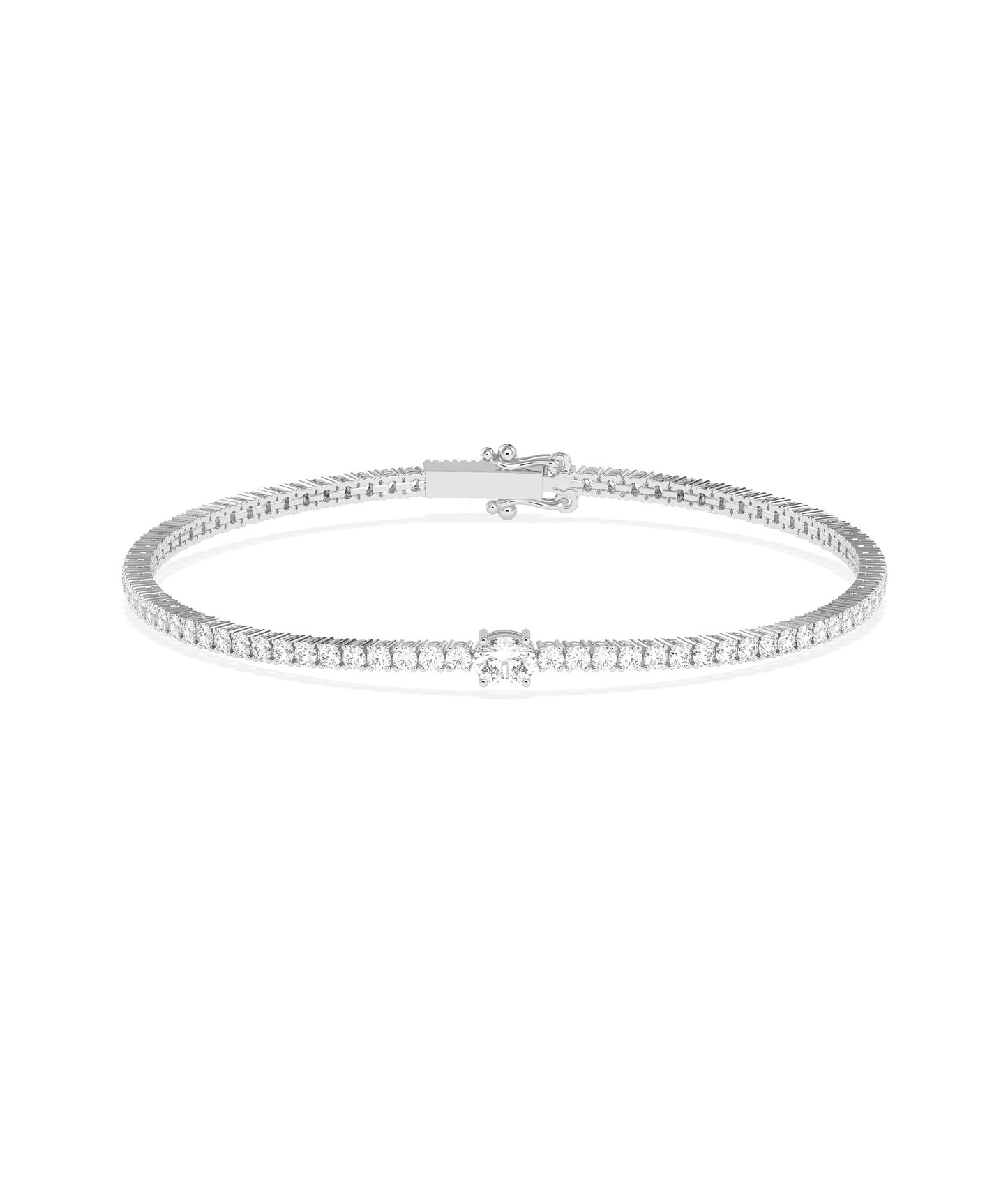 Diamond Tennis Bracelet with Solitaire