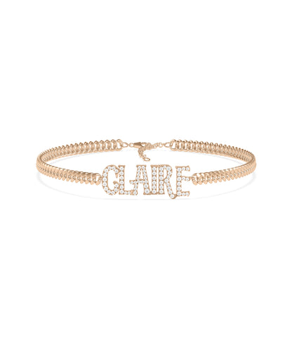 Custom Diamond Pave Initial Tennis Bracelet