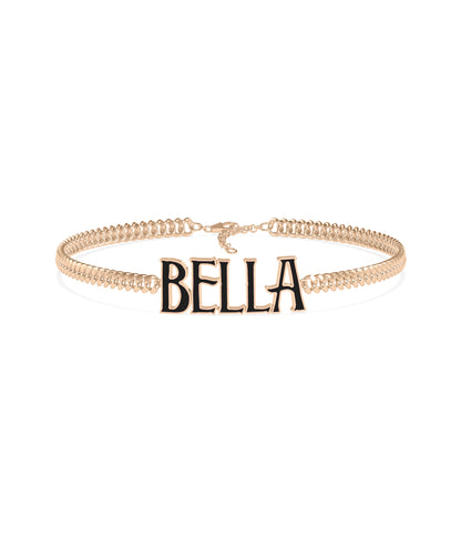 Custom Enamel Name Curb Link Bracelet - Stylish Diamond Bangle Bracelet