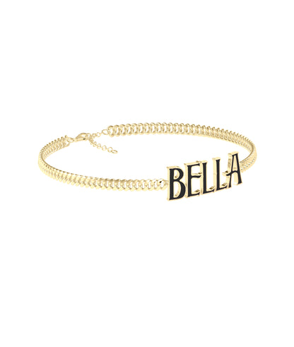 Custom Enamel Name Curb Link Bracelet - Stylish Diamond Bangle Bracelet