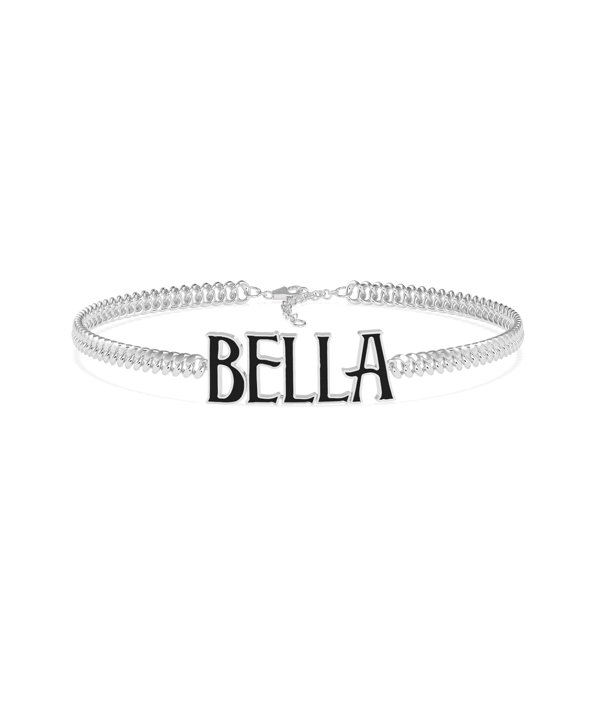 Custom Enamel Name Curb Link Bracelet - Stylish Diamond Bangle Bracelet