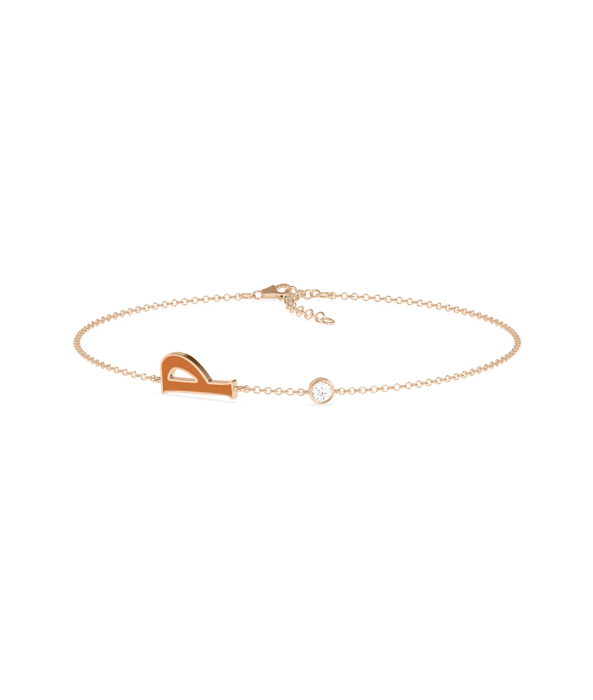 Initial and Diamond Solitaire Cable Chain Bracelet | Everyday Jewelry