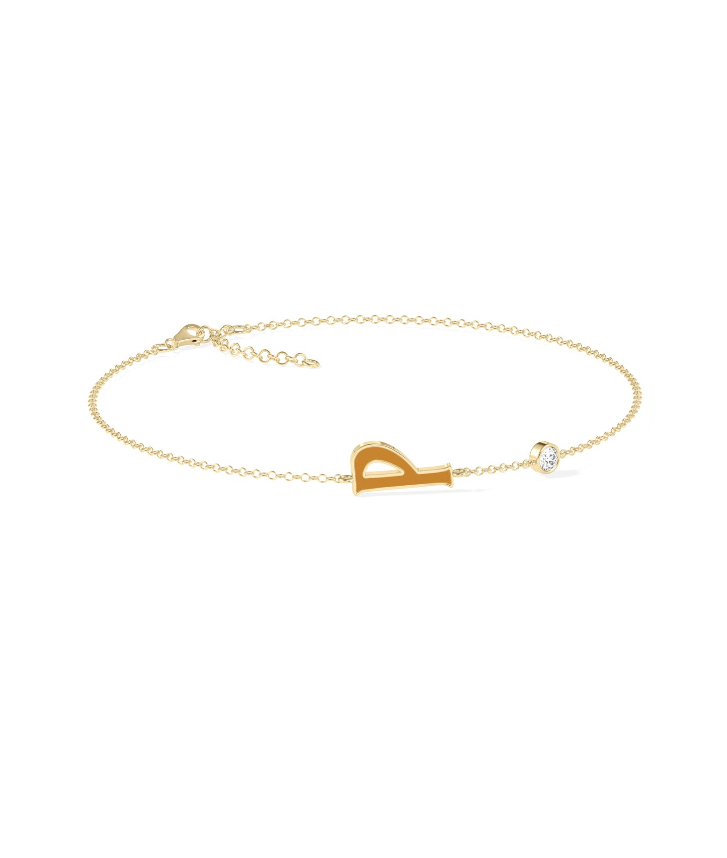 Initial and Diamond Solitaire Cable Chain Bracelet | Everyday Jewelry