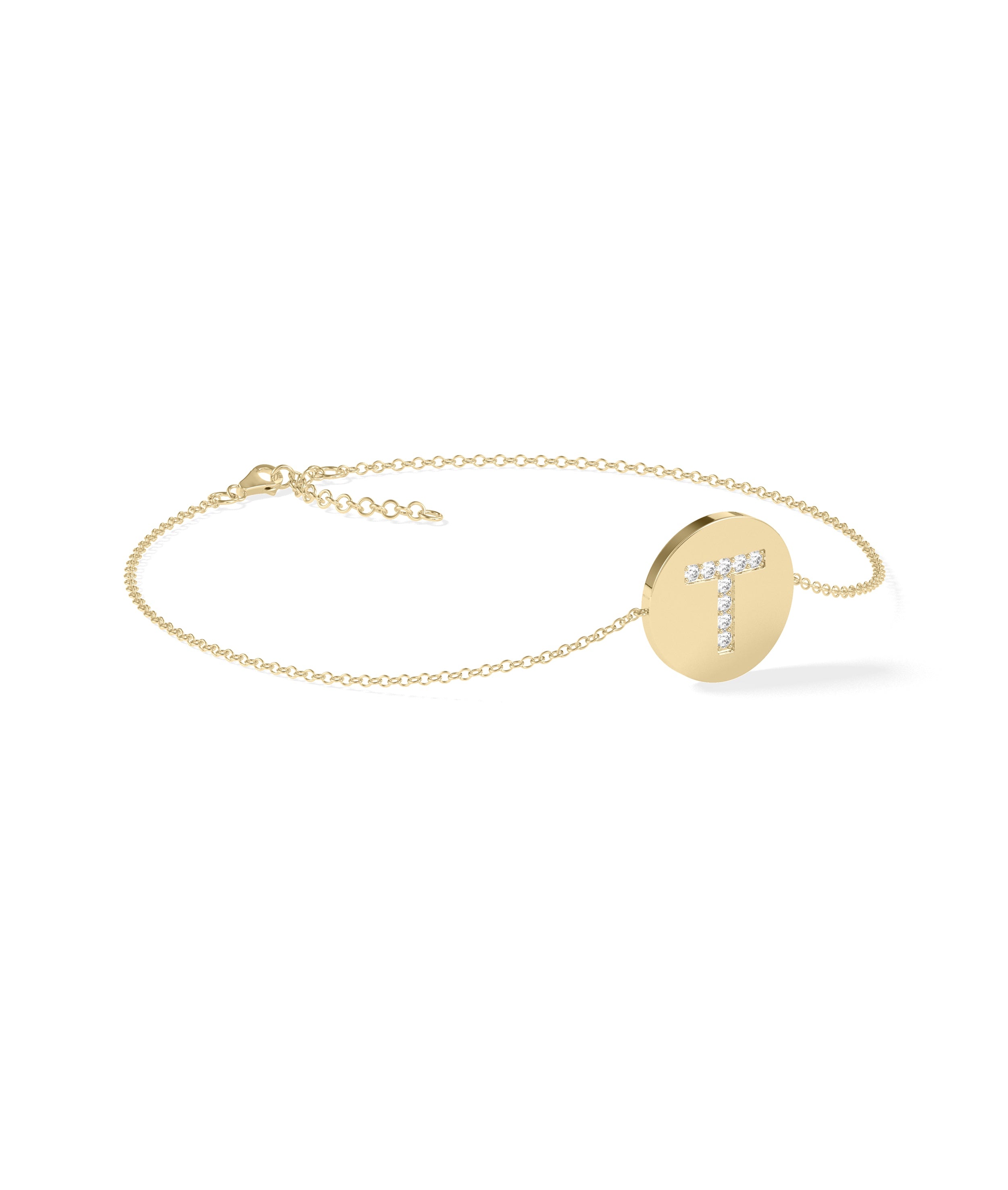 Diamond Initial Coin Bracelet | Personalized Gold Bracelet