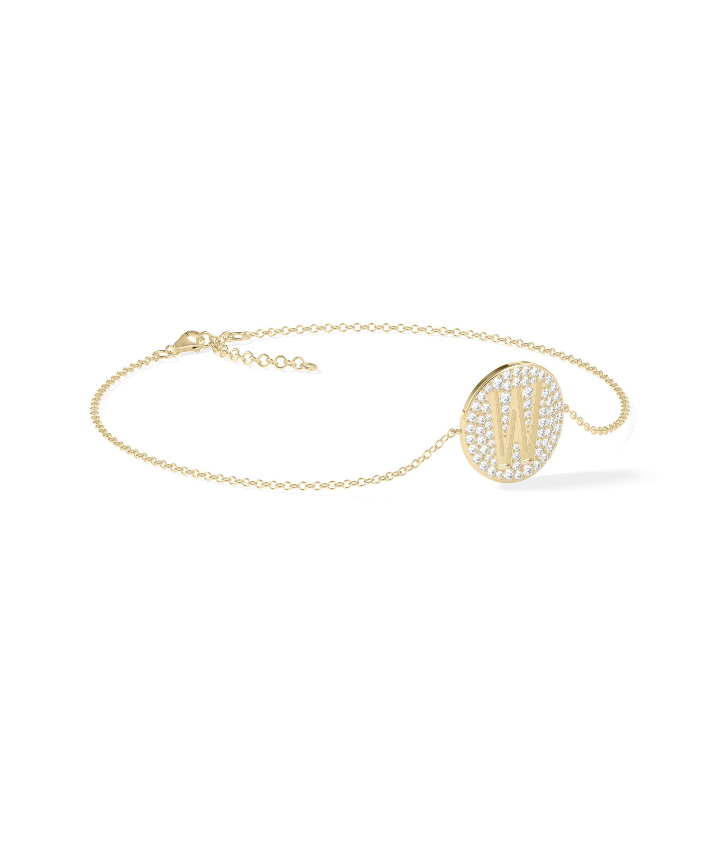 Diamond Initial Coin Pave Bracelet | Gold Bracelets for Women