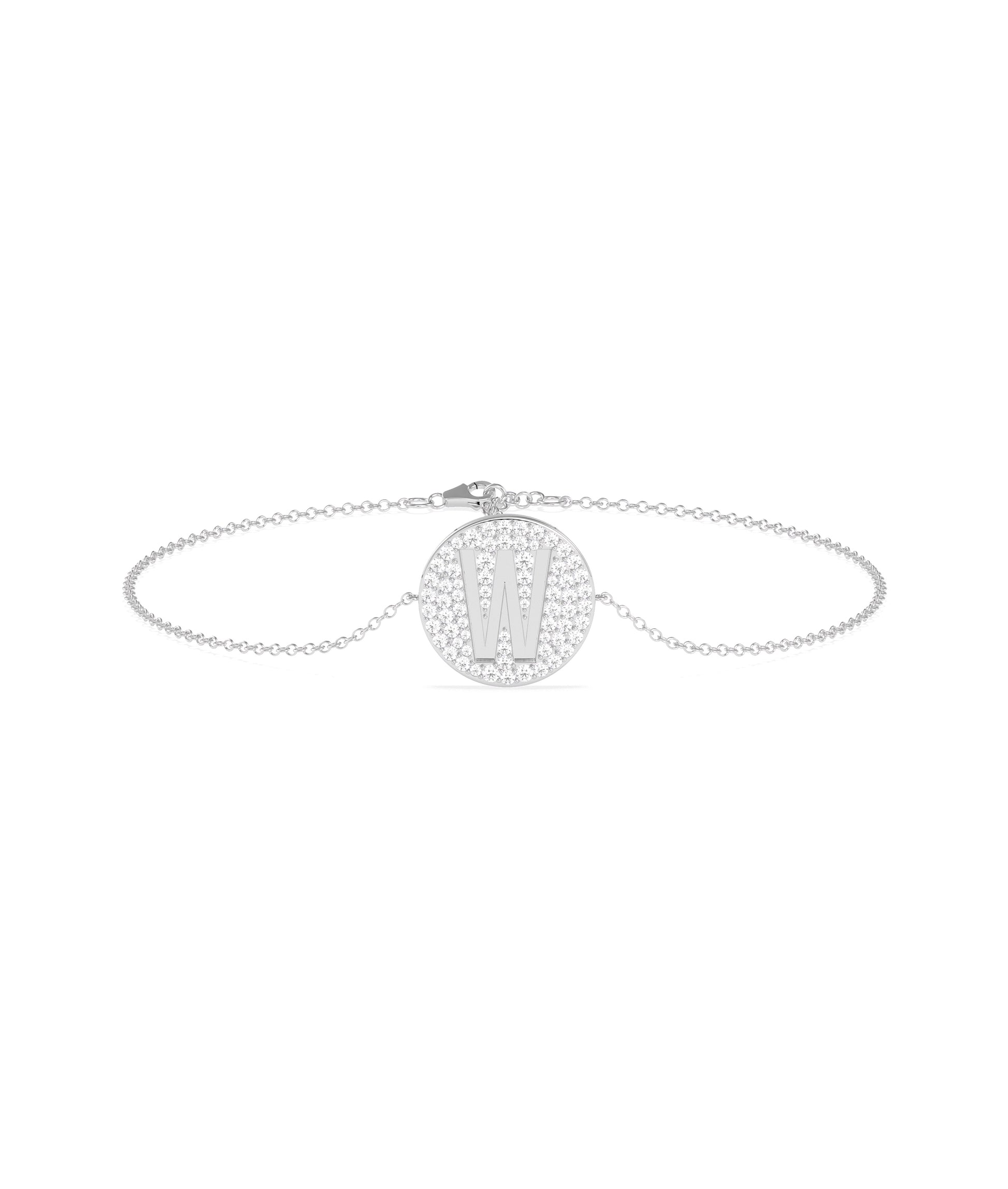 Diamond Initial Coin Pave Bracelet | Gold Bracelets for Women