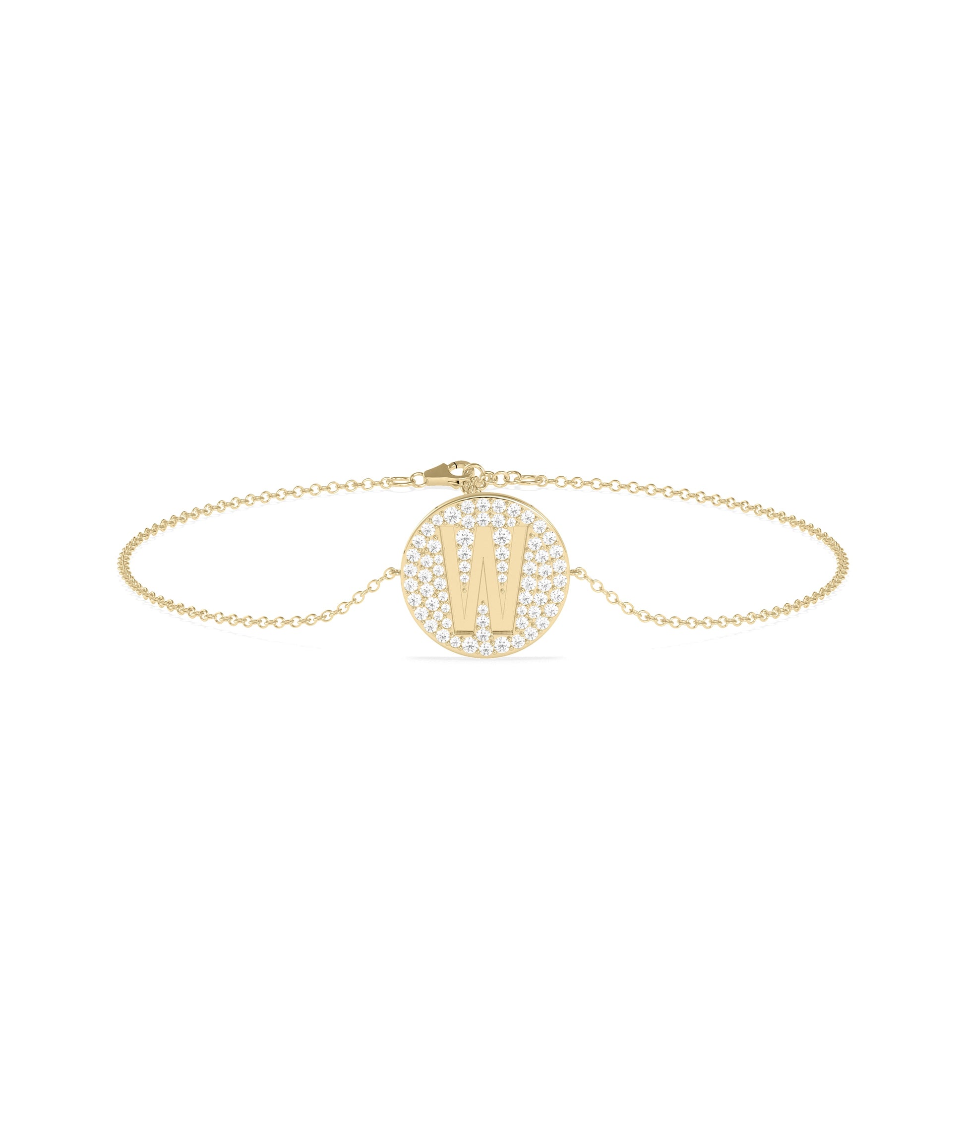 Diamond Initial Coin Pave Bracelet | Gold Bracelets for Women