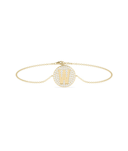 Diamond Initial Coin Pave Bracelet | Gold Bracelets for Women