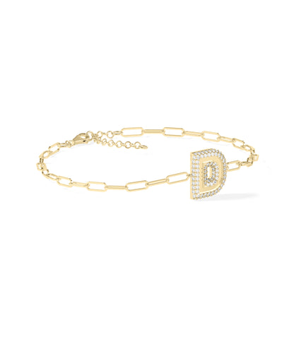 Diamond Initial Coin Cable Bracelet- diamond bracelet