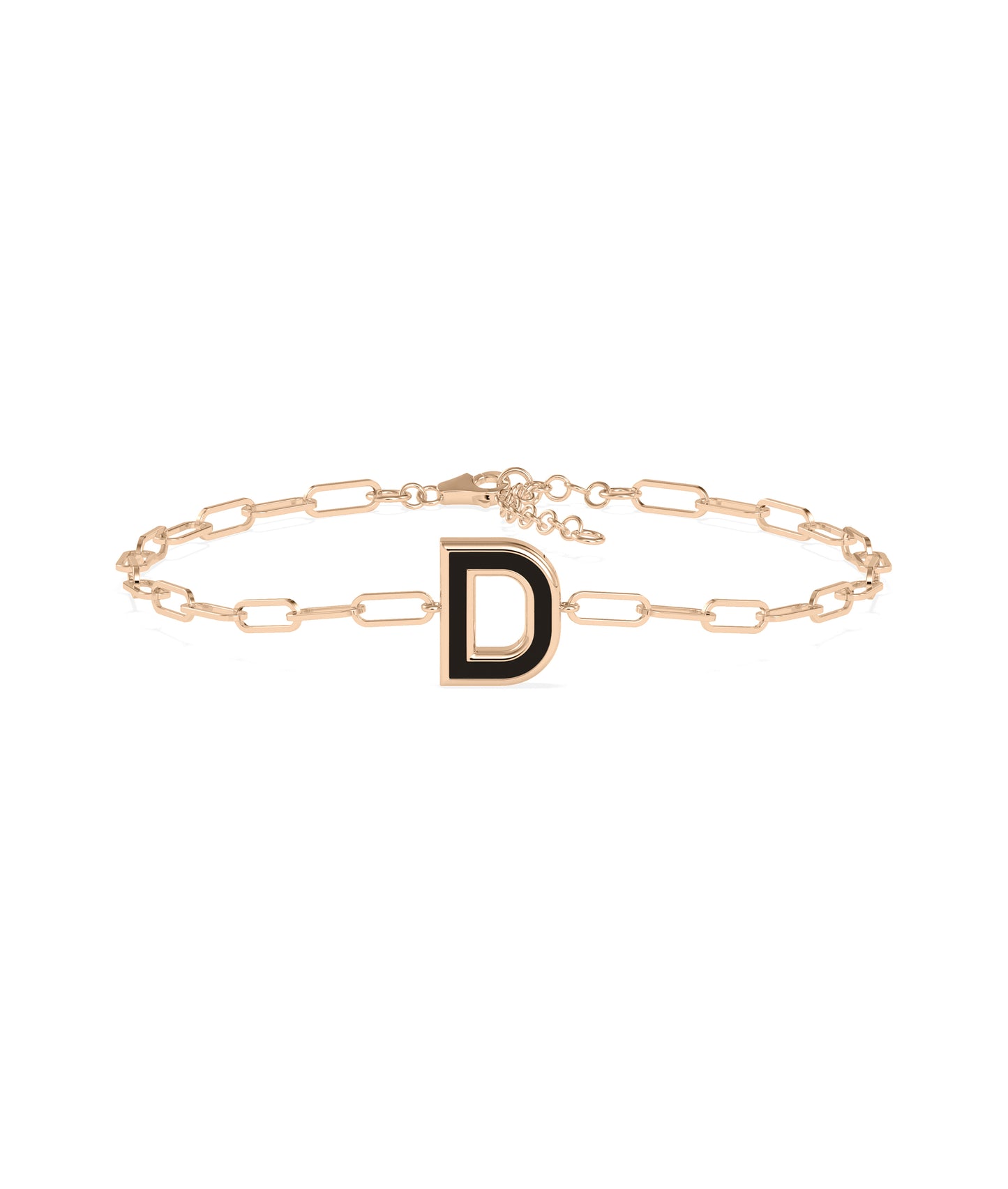 Enamel Initial Paper Clip Bracelet | Diamond Bangle Bracelet