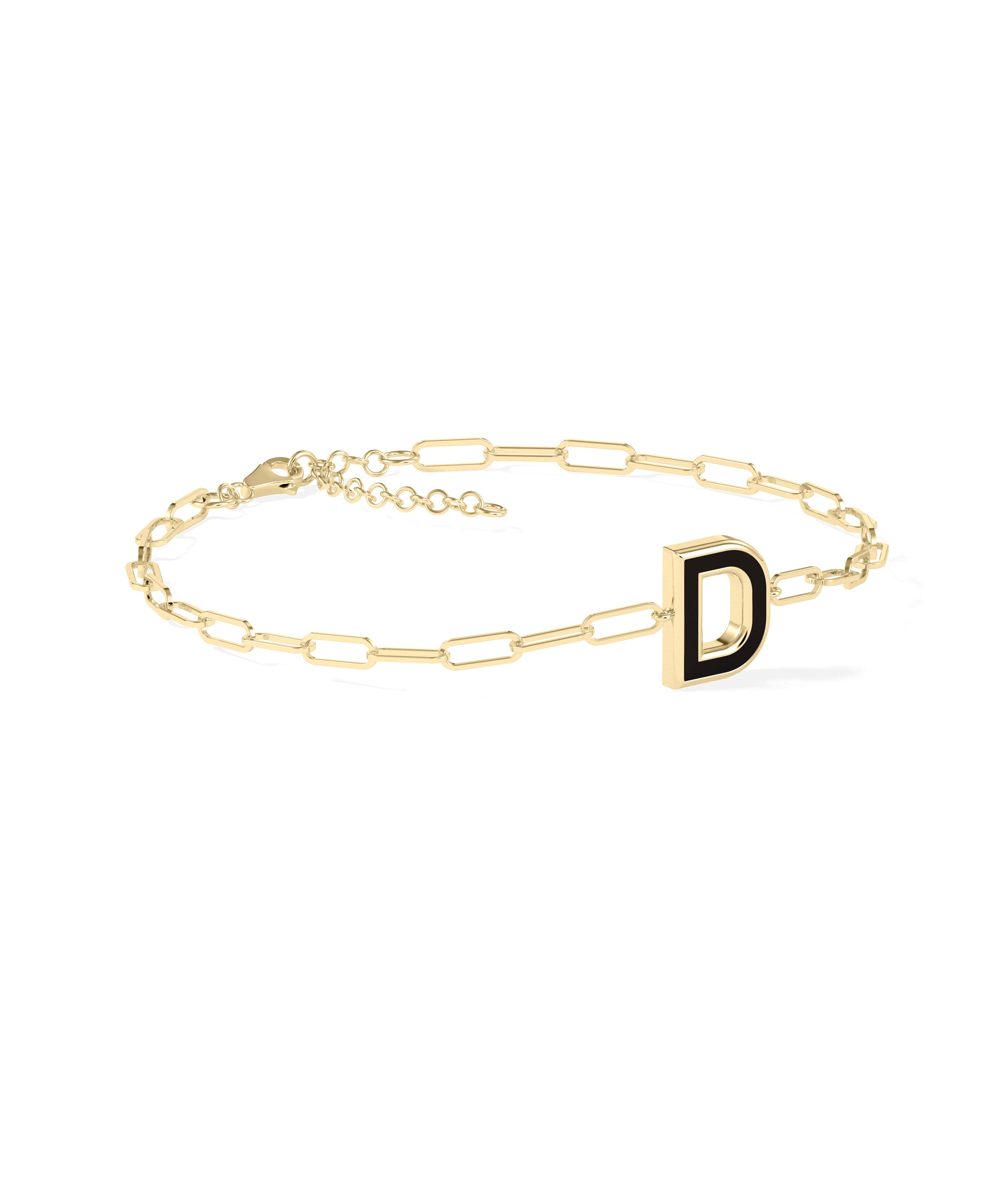 Enamel Initial Paper Clip Bracelet | Diamond Bangle Bracelet