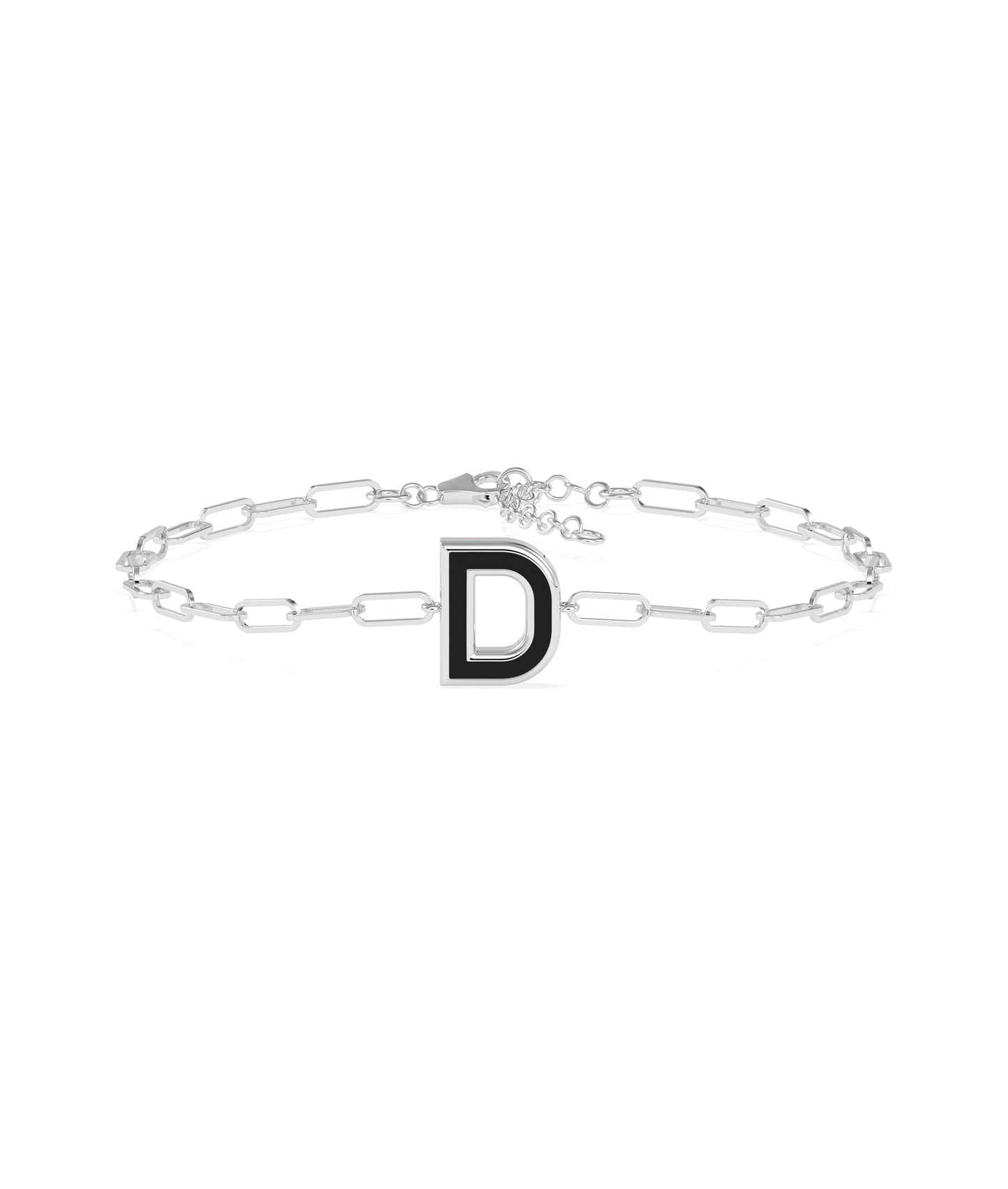 Enamel Initial Paper Clip Bracelet | Diamond Bangle Bracelet