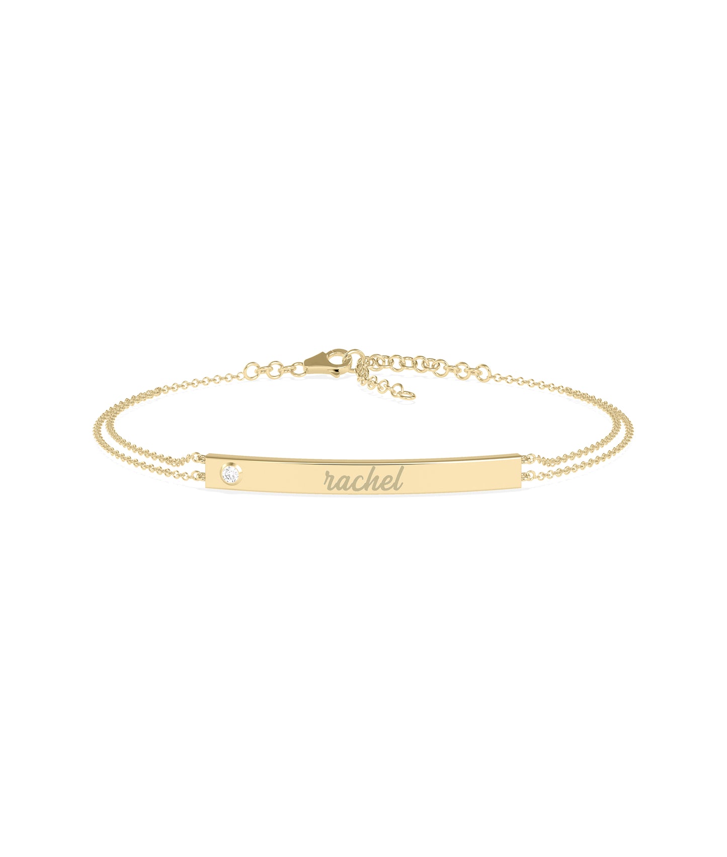 Personalize Bar 2 Row Cable Chain Bracelet - diamond bangle bracelet