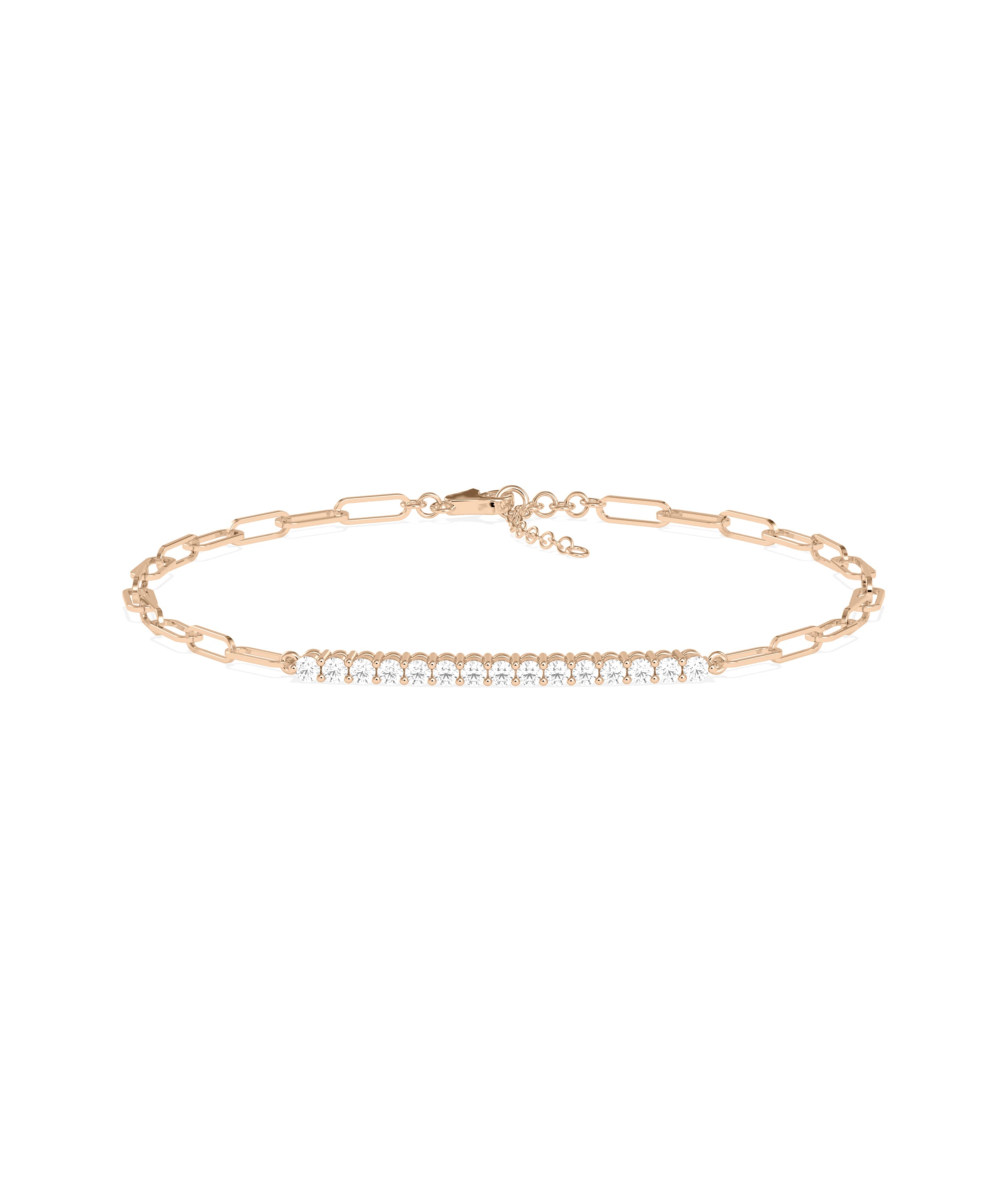 Diamond Line Paperclip Bracelet | Elegant Diamond Bangle