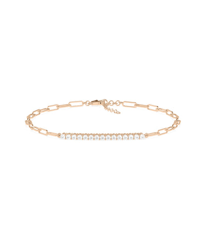 Diamond Line Paperclip Bracelet | Elegant Diamond Bangle